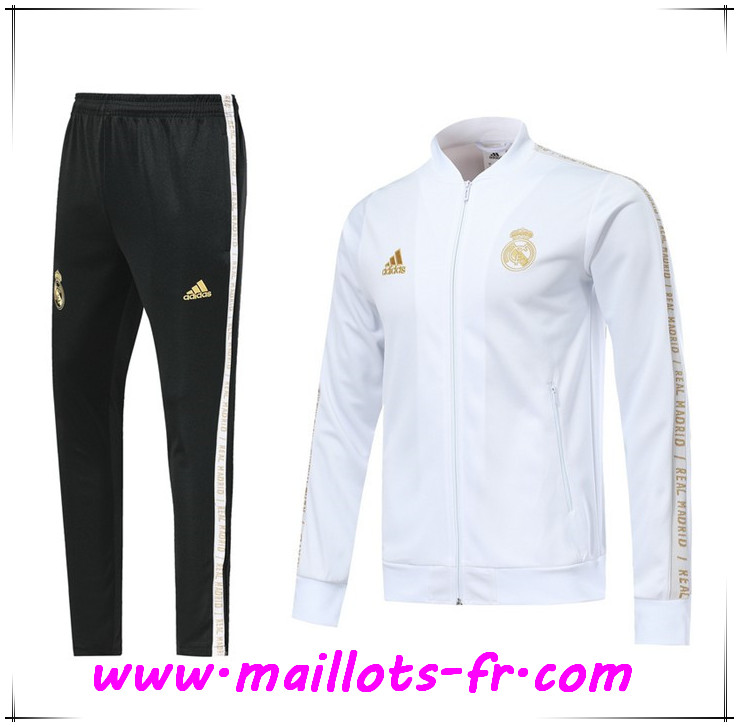 Ensemble Survetement de Foot - Veste Real Madrid Blanc 2019 2020