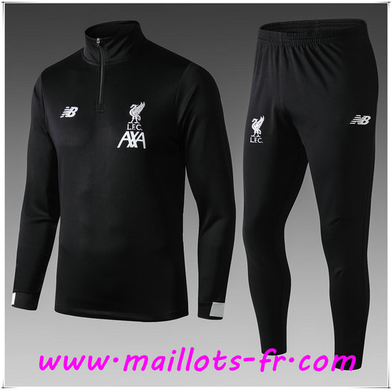  Ensemble Survetement de Foot FC Liverpool Enfant Noir 2019/2020