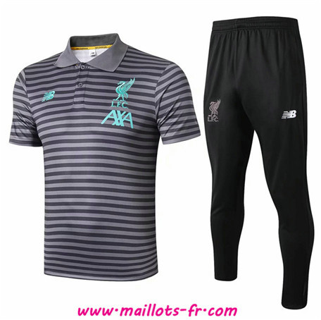 Ensemble Training Liverpool + Pantalon POLO Gris bande Noir 2019/2020