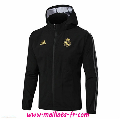 Veste Foot à Capuche Coupe vent Real Madrid Noir 2019/2020