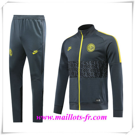  nouveau Ensemble Survetement de Foot - Veste Inter Milan Gris fonce 2019/2020