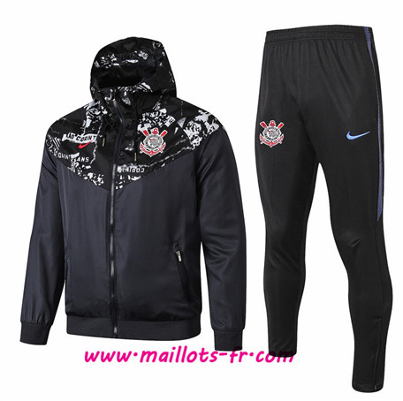 nouveaux Coupe vent Corinthiens Noir à Capuche Ensemble Homme 2019 2020