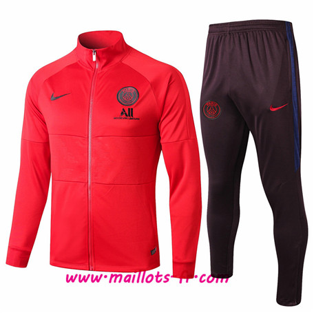 Thailande Survetement Foot - Veste PSG Rouge/Noir Ensemble Homme 2019 2020