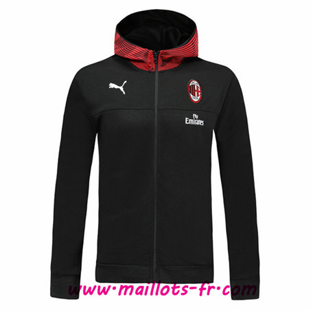  nouveau Capuche Veste Foot AC Milan Noir/Rouge 2019 2020