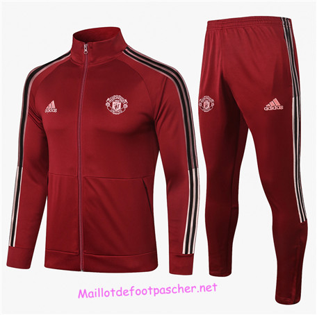 Maillotdefootpascher - Survetement de Foot - Veste Manchester United Homme Bordeaux 2020 2021