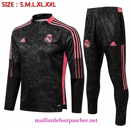 Maillotdefootpascher : Nouveaux Survetement de Foot Real Madrid Homme Noir/Rouge 2021 2022