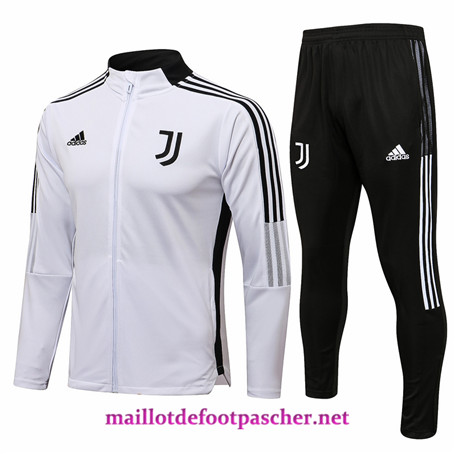 Maillotdefootpascher: Nouveau Survetement de Foot - Veste Juventus Homme Blanc/Noir 2021/2022