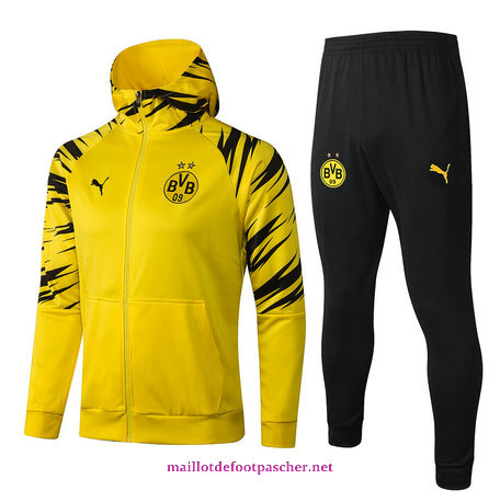 Nouveaux Maillotdefootpascher - Survetement de Foot - Veste Borussia Dortmund Homme a Capuche Jaune 2021 2022