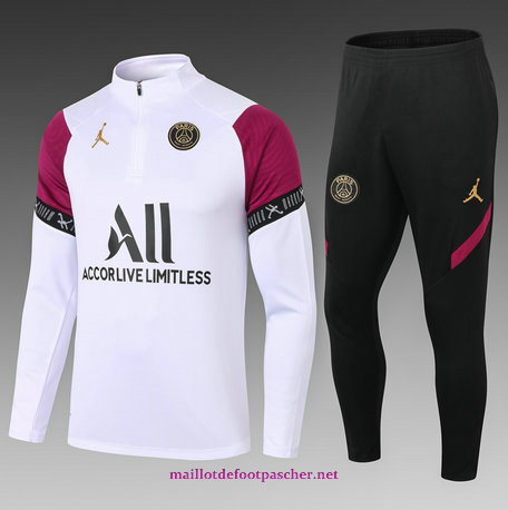 Officiel Nouveau Maillotdefootpascher - Survetement de Foot de Enfant PSG Jordan Blanc/Violet ALL 2021 2022