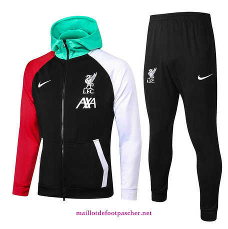 Nouveaux Maillotdefootpascher - Survetement de Foot - Veste Liverpool Homme à Capuche Noir 2021 2022