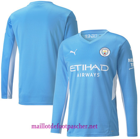 Maillotdefootpascher - Maillot de foot Manchester City Domicile Manche Longue 2021 2022