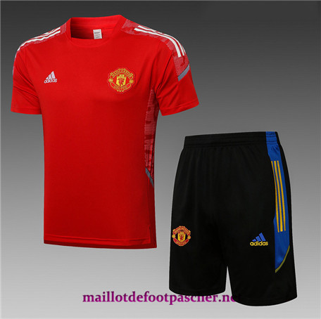 Maillotdefootpascher - Nouveaux Maillot du foot Entraînement Manchester United + Pantalon champions league Rouge 2021/2022