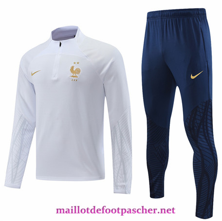 Maillotdefootpascher: Maillot Survetement France Homme Blanc 2022/2023 P10101