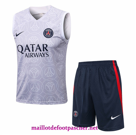 Maillotdefootpascher: Maillot Training de Foot Paris PSG Debardeur + Short Gris 2022/2023 P10338