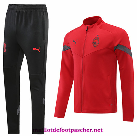 Maillotdefootpascher: C261 Veste Survetement AC Milan Homme Rouge/Noir 2022/2023