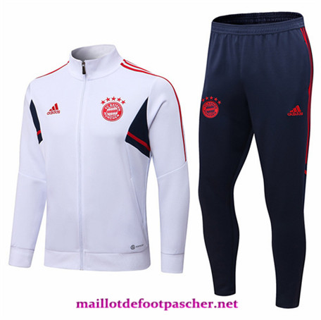 Maillotdefootpascher: C52 Veste Survetement Bayern Munich Homme Blanc 2022/2023