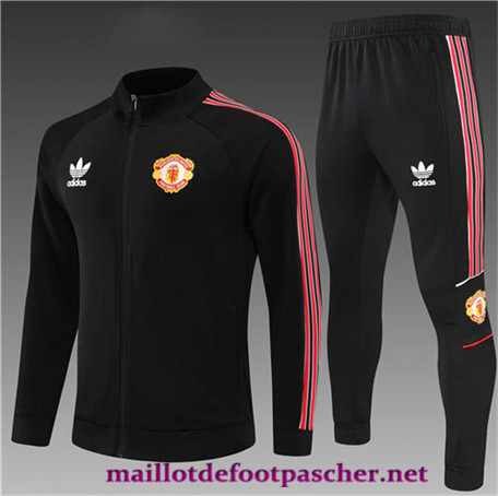 Maillotdefootpascher: C352 Veste Survetement de Enfant kit Manchester United Noir 2022/2023