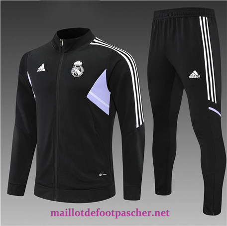 Maillotdefootpascher: C301 Veste Survetement de Enfant kit Real Madrid Noir 2022/2023