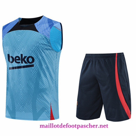 Maillotdefootpascher: C417 Maillot foot Training de Foot Barcelone Debardeur + Pantalon Bleu 2022/2023