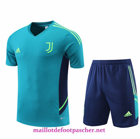 Maillotdefootpascher: C593 Maillot foot Training de Foot Juventus + Pantalon Bleu 2022/2023