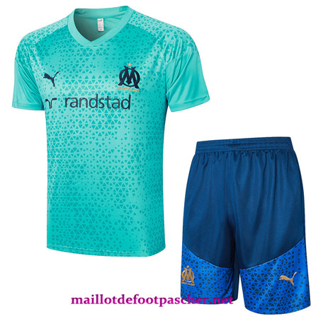 Magasins Maillot Training de Foot Marseille + Shorts Bleu 2023/2024