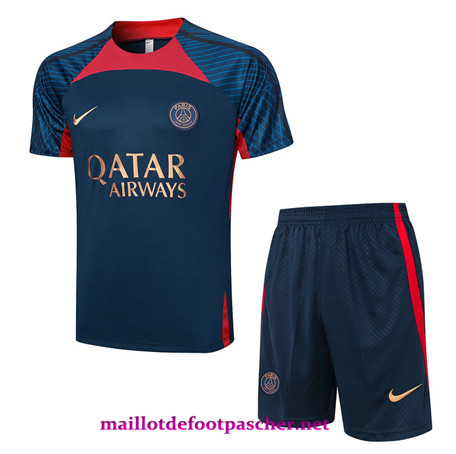 Nouveau Maillot Training de Foot Paris PSG + Shorts Bleu marine 2023/2024