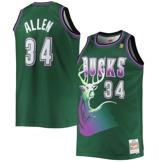 Maillotdefootpascher: Maillot de foot r331 Ray Allen, Milwaukee Bucks - Hardwoord Classics