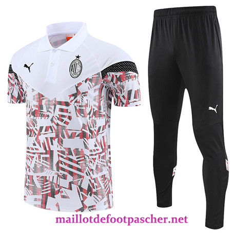 Maillotdefootpascher Site Maillot Training de Foot AC Milan + Pantalon Blanc 2022/2023