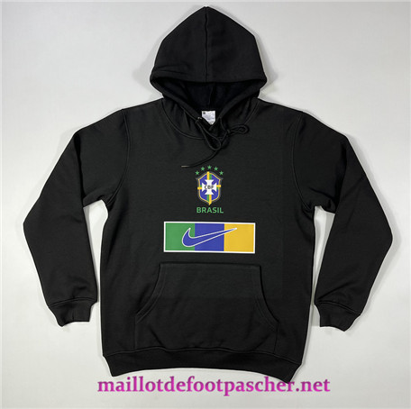 Maillotdefootpascher Destockage Maillot foot Sweatshirt à capuche Brésil noir 2023/2024