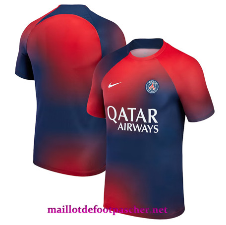 Maillotdefootpascher:Destockage Maillot foot PSG Maillot Training Rouge/Bleu 2023 2024