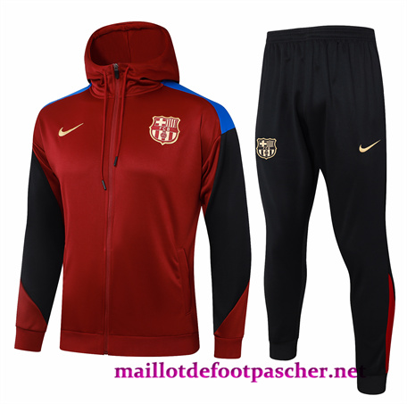 Gagner Veste Survetement à Capuche Barcelone Homme rouge bordeaux 2024/2025