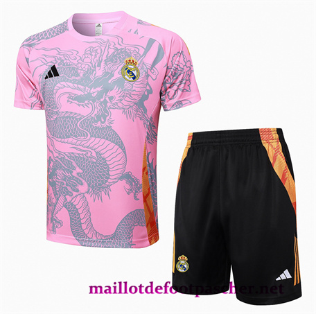 Floquer Maillot foot Real Madrid + Short Training rose 2024/2025