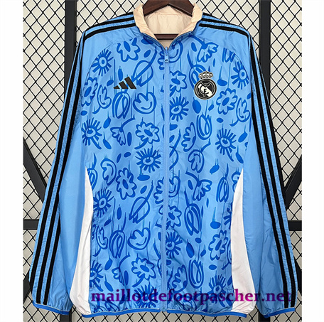 Dernier Veste Réversible Coupe vent Real Madrid Homme Bleu 2024/2025