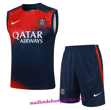 Maillot Training de Foot Paris PSG Debardeur + Shorts rouge 2024/2025 pas cher 45485