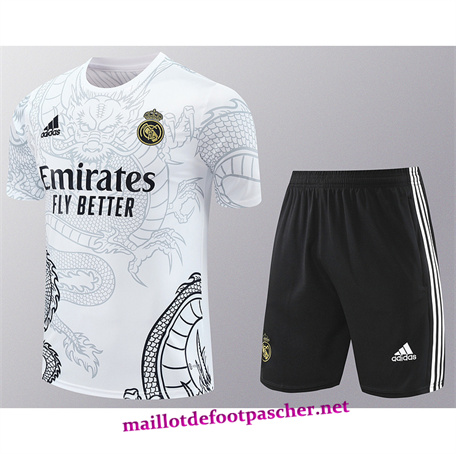 Maillot Training de Foot Real Madrid + Shorts Blanc 2024/2025 pas cher 45511