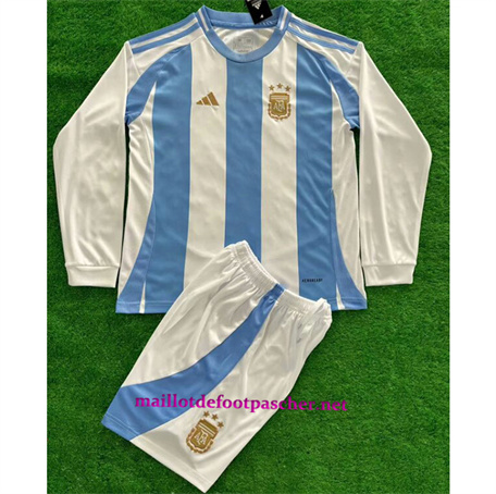 Maillot foot Argentine Enfant Domicile Manche Longue Vert 2024/2025