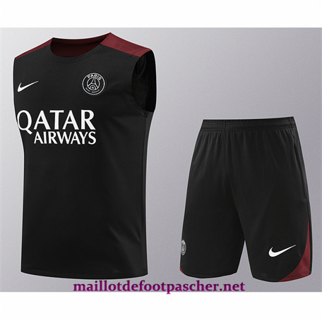 Numero Maillot Training de Foot PSG Debardeur + Shorts Noir 2024/2025