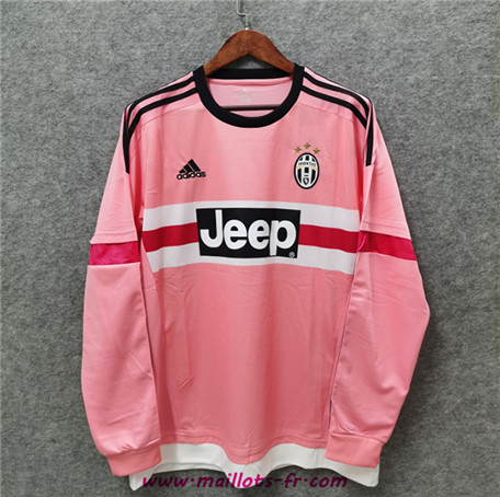 Classique Maillot foot Juventus Manche Longue Rose 2015-16 Saison Manche Courte Homme