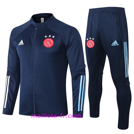  Survetement de Foot - Veste AFC Ajax Ensemble Homme Bleu Marine 2020 2021 Homme