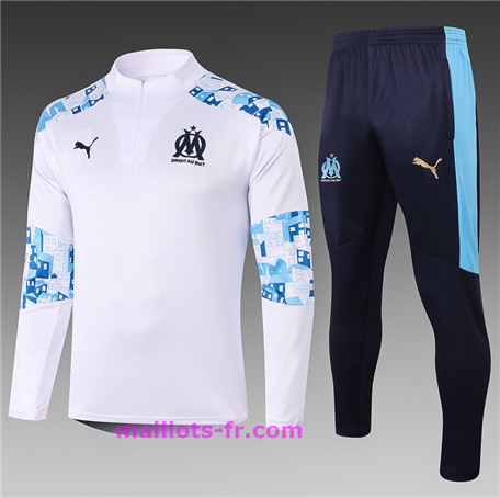 : Officiel Nouveau Survetement de Foot Enfant Marseille Blanc 2020 2021